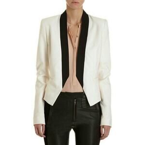 A.L.C. Blazer Jacket 6 Wool Mohair Silk SnakeSkin Cream Black-Collar Tuxedo Hook